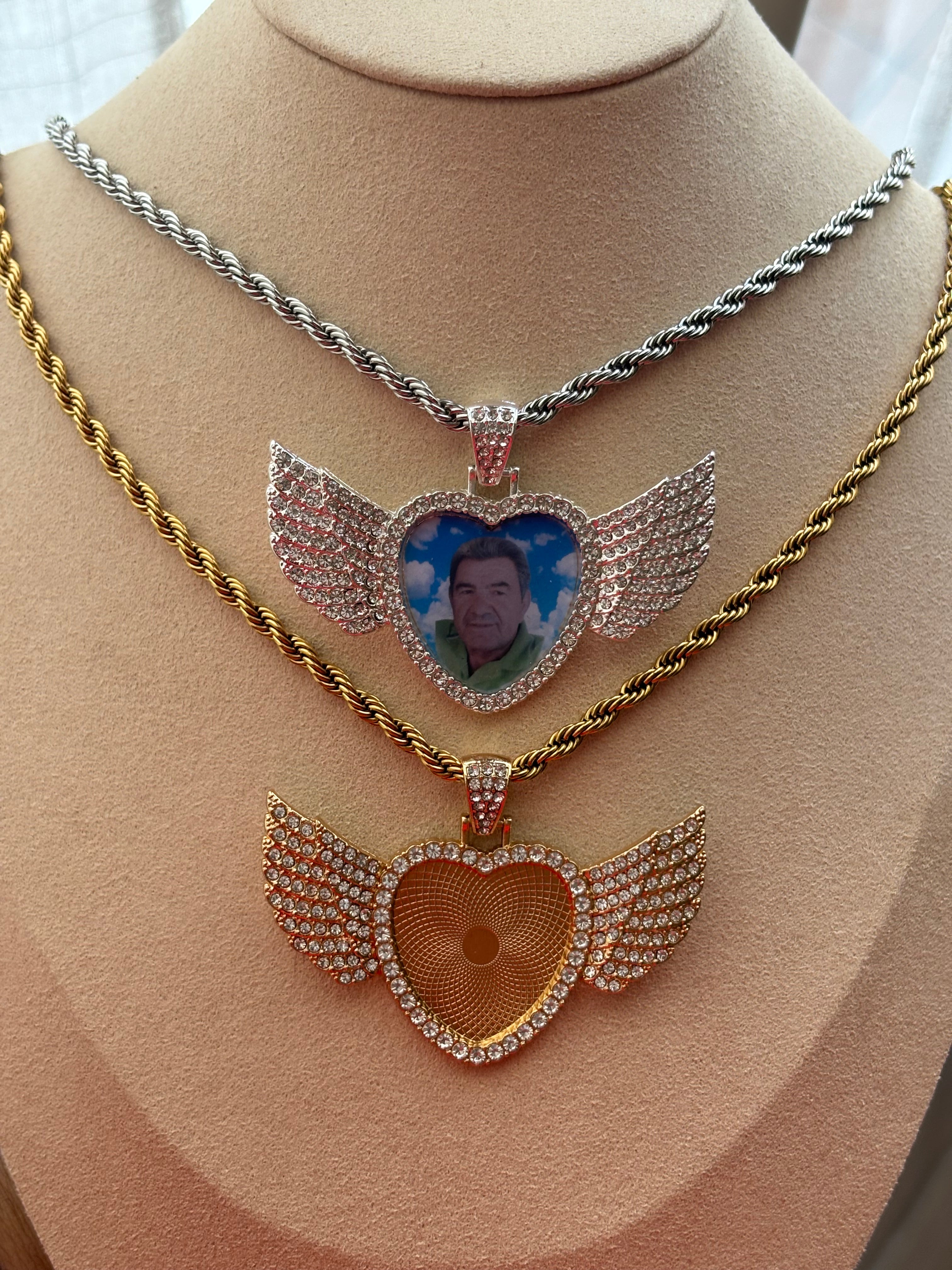 Collana ali strass base fissa